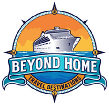 A cruise ship is shown in the background of this logo.